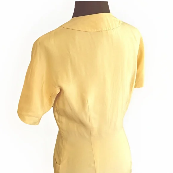Dynasty for Ambrosine Yellow Silk Pencil Dress Vintage 12 - Picture 9 of 11